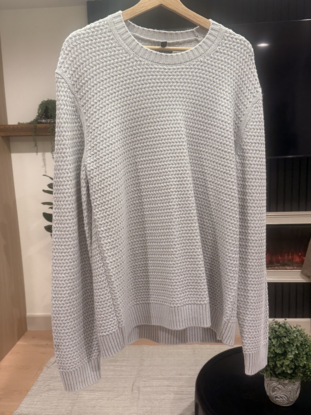 PAIGE Men’s Athena Moondust Blue Silver Metallic Wool Blend Sweater Large
